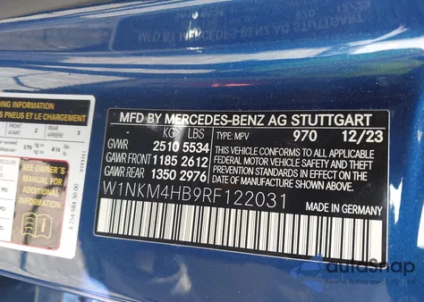 2024 Mercedes-Benz Glc 300 4Matic Suv from USA, damaged, VIN W1NKM4HB9RF122031